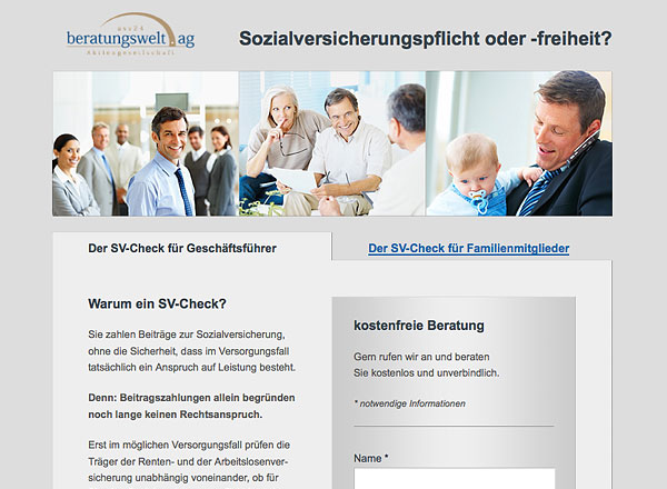 SV-Beurteilung Landingpage